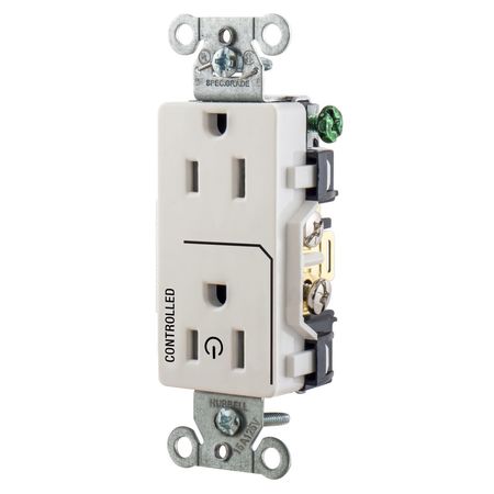 HUBBELL WIRING DEVICE-KELLEMS Commercial Specification Grade Duplex Receptacles for Controlled Applicatoins DR15C1WHI